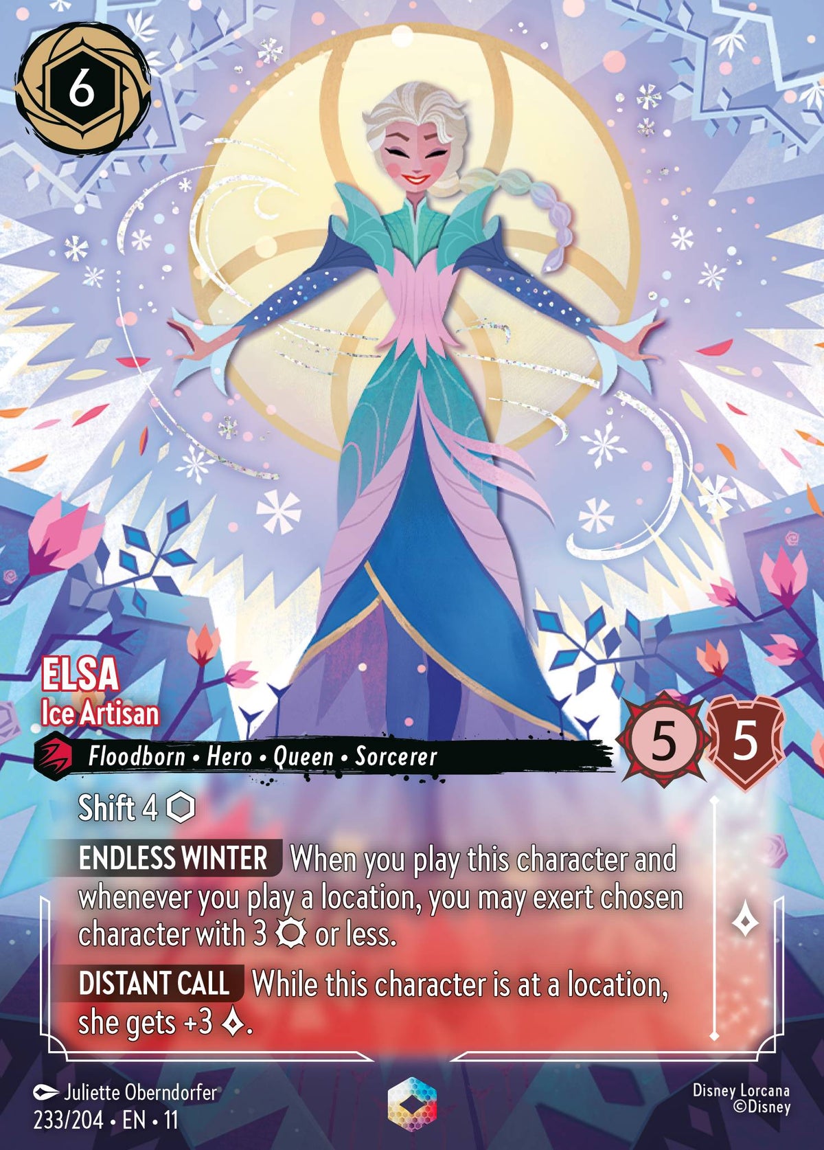 Carte Lorcana Elsa Ice Artisan Enchanted, Winterspell n°233