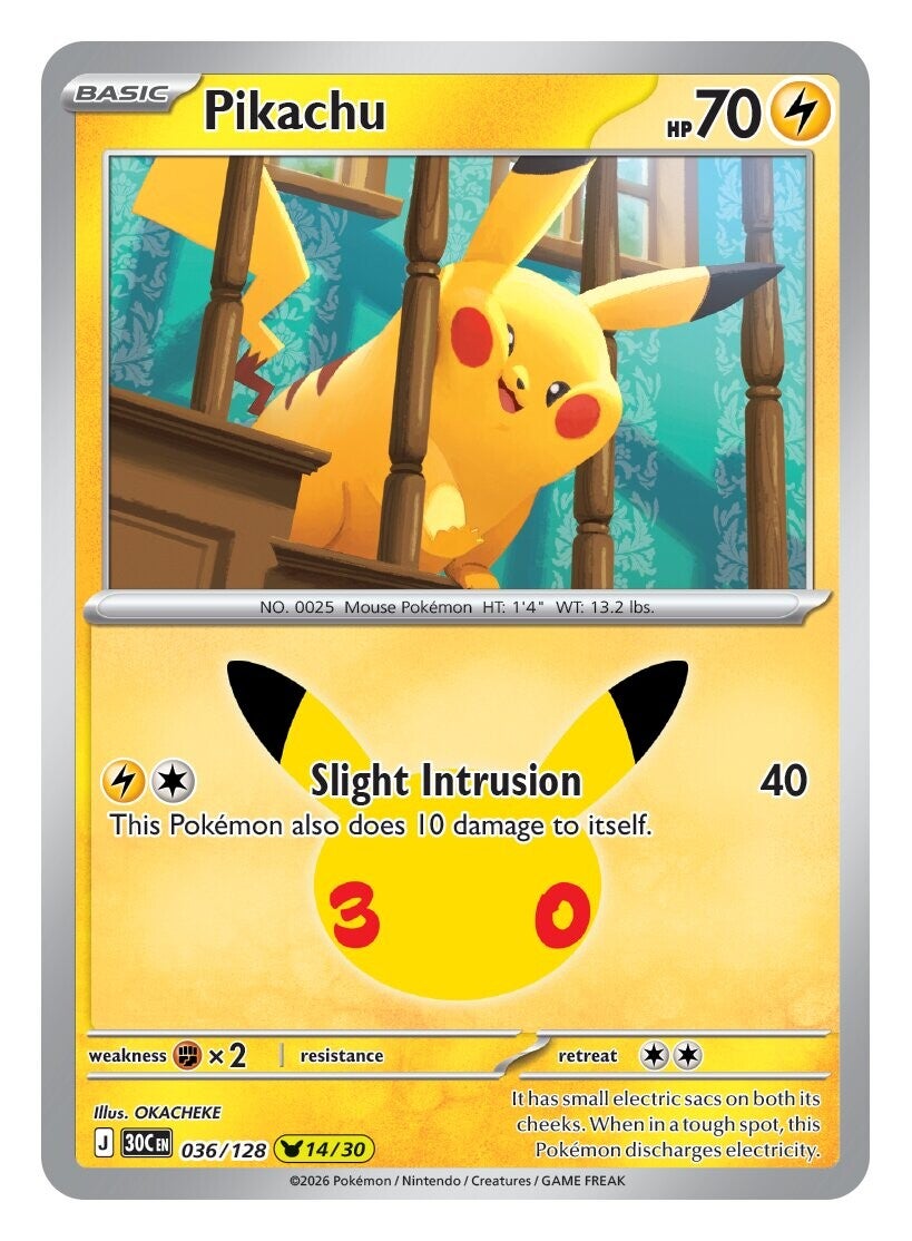 Carte Pikachu illustration rare de l'extension 30e Anniversaire Pokémon