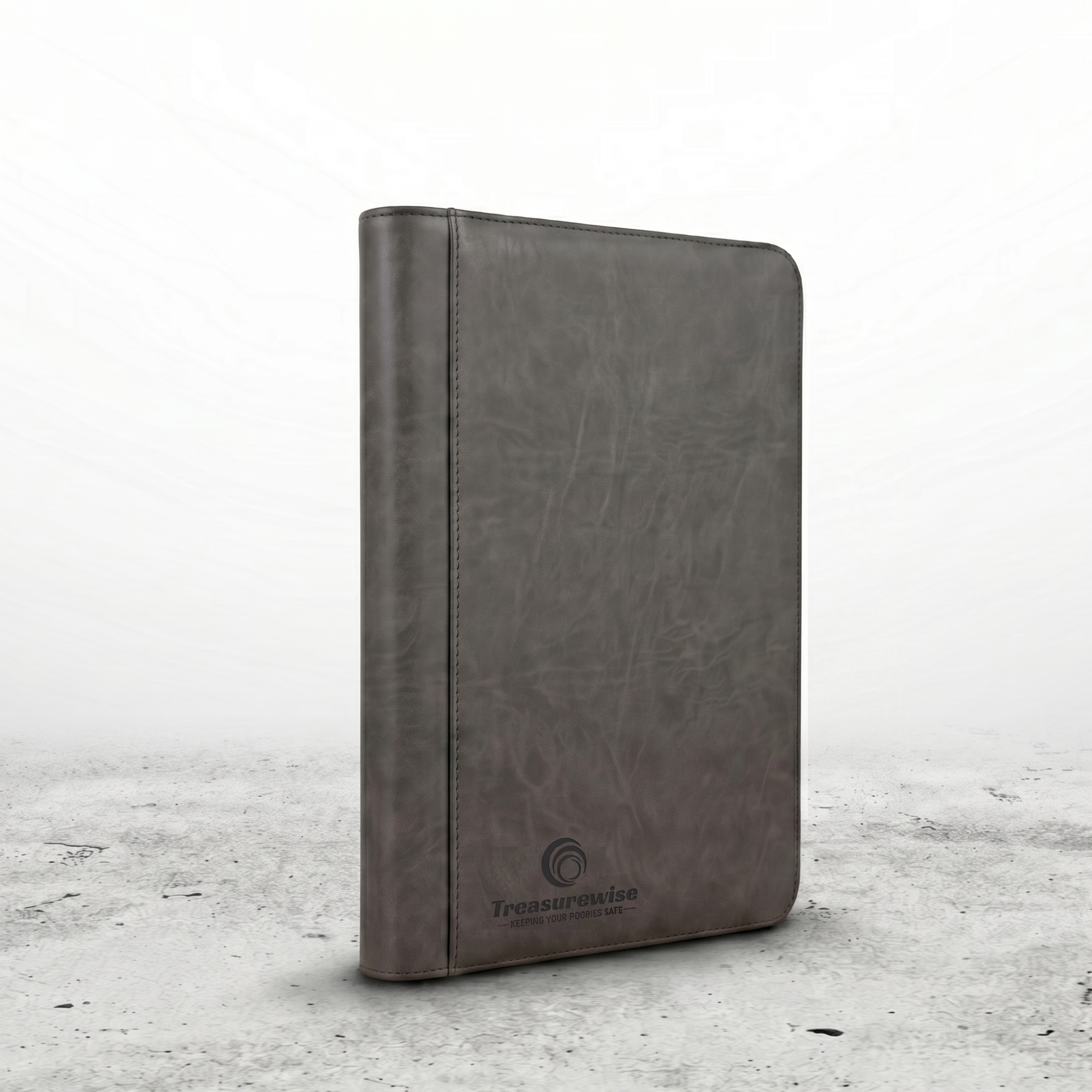 Classeur pour 32 cartes gradées, couverture gris foncé effet cuir vieilli