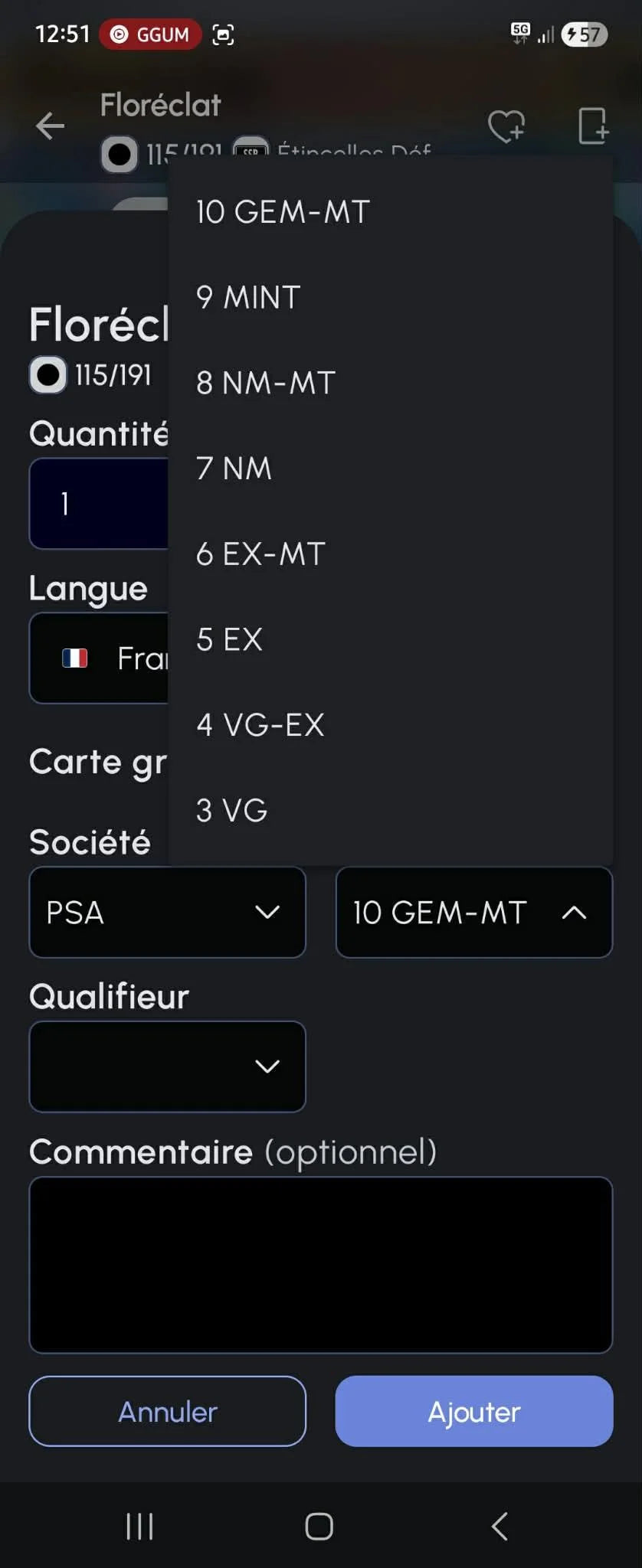 Grade et qualifieur PokéCardex