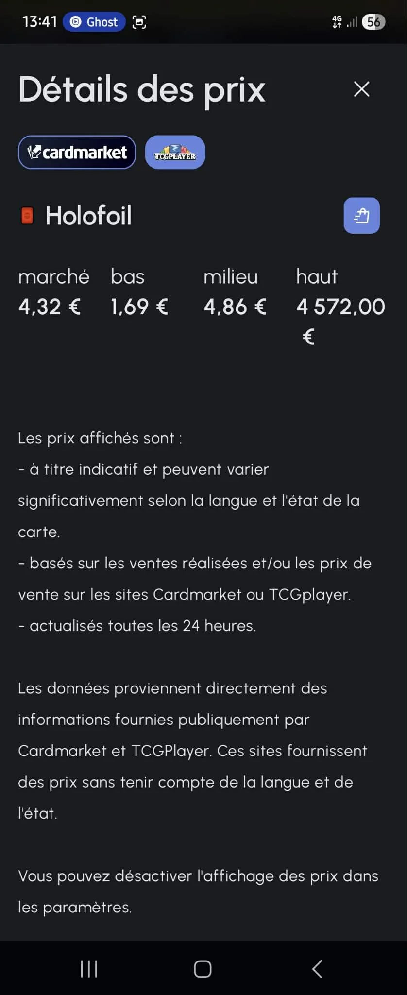 Prix carte TCGPlayer PokéCardex