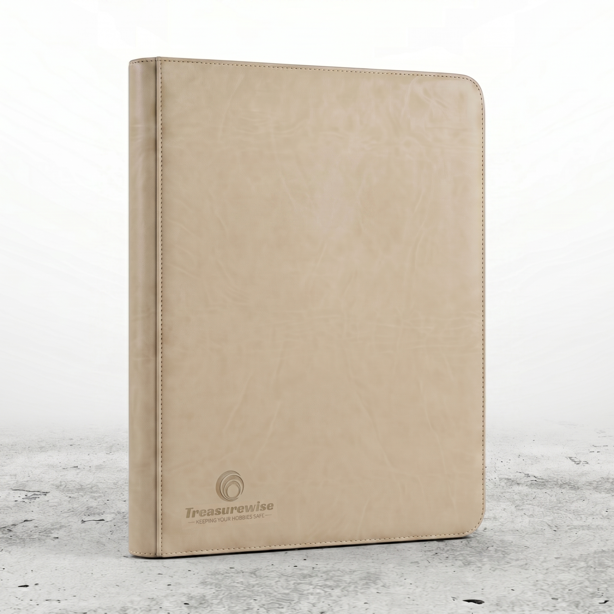 Classeur zippé toploader 216 cartes coloris beige, texture suédine
