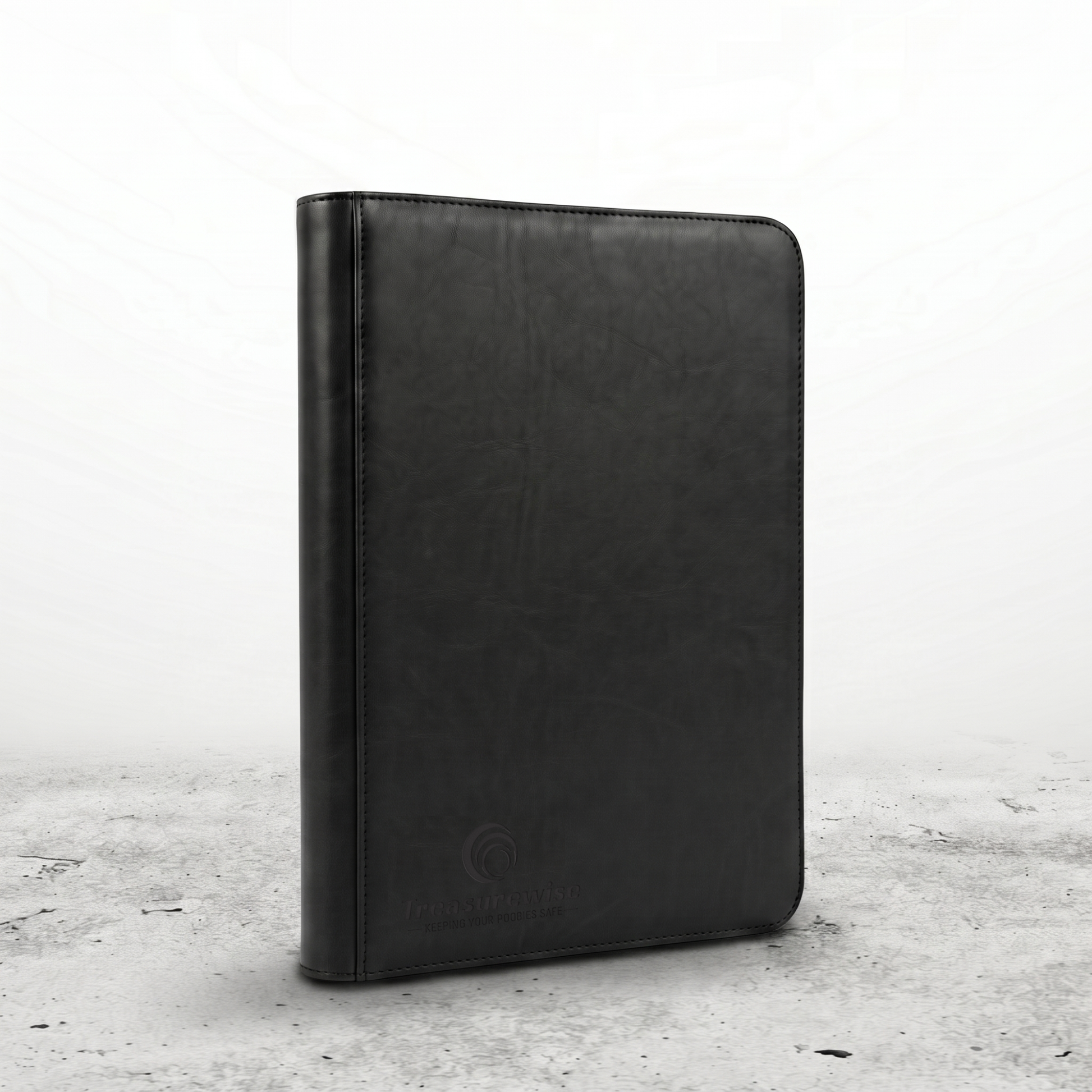 Classeur 360 cartes noir mat avec zip périphérique, gamme sable