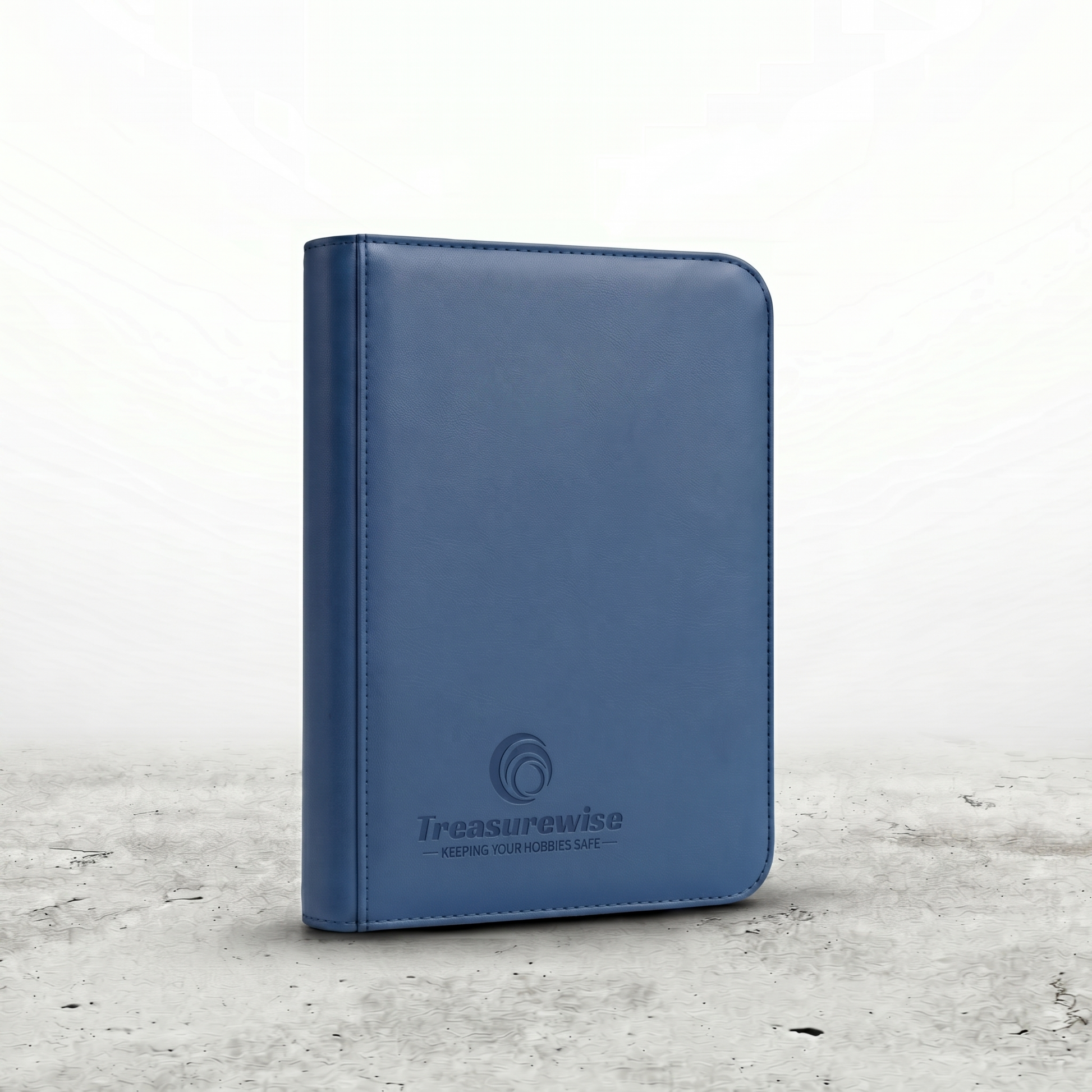 Mini classeur zippé bleu pour 160 cartes, couverture texturée