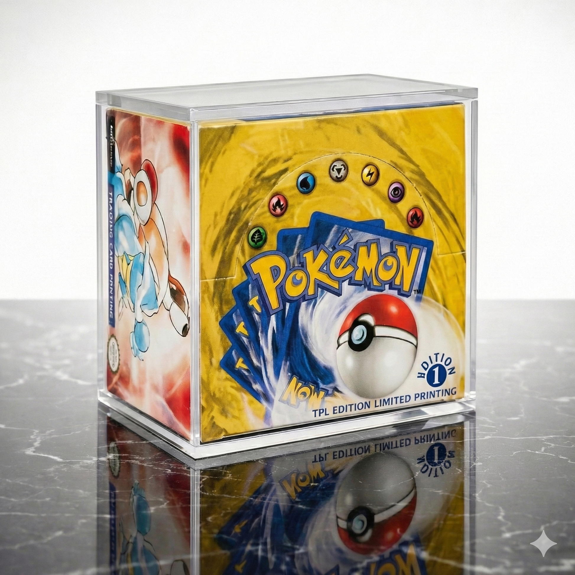 Boîte de boosters Pokémon Bloc Wizard sous protection acrylique transparente