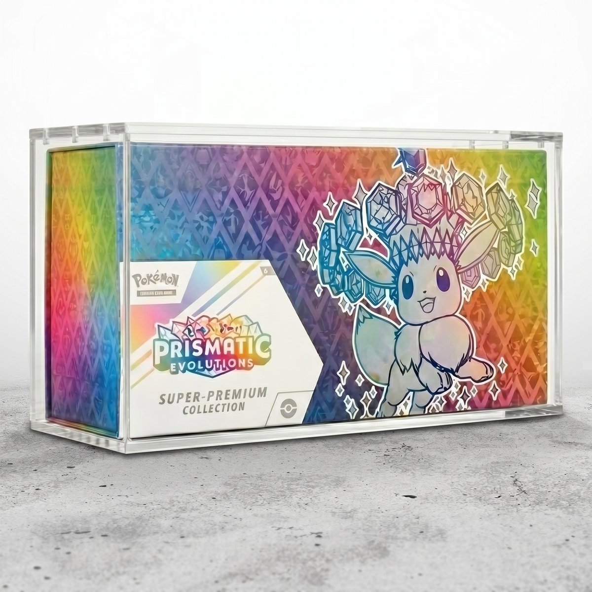 Coffret Super Premium Évolutions Prismatiques sous coque acrylique anti-UV